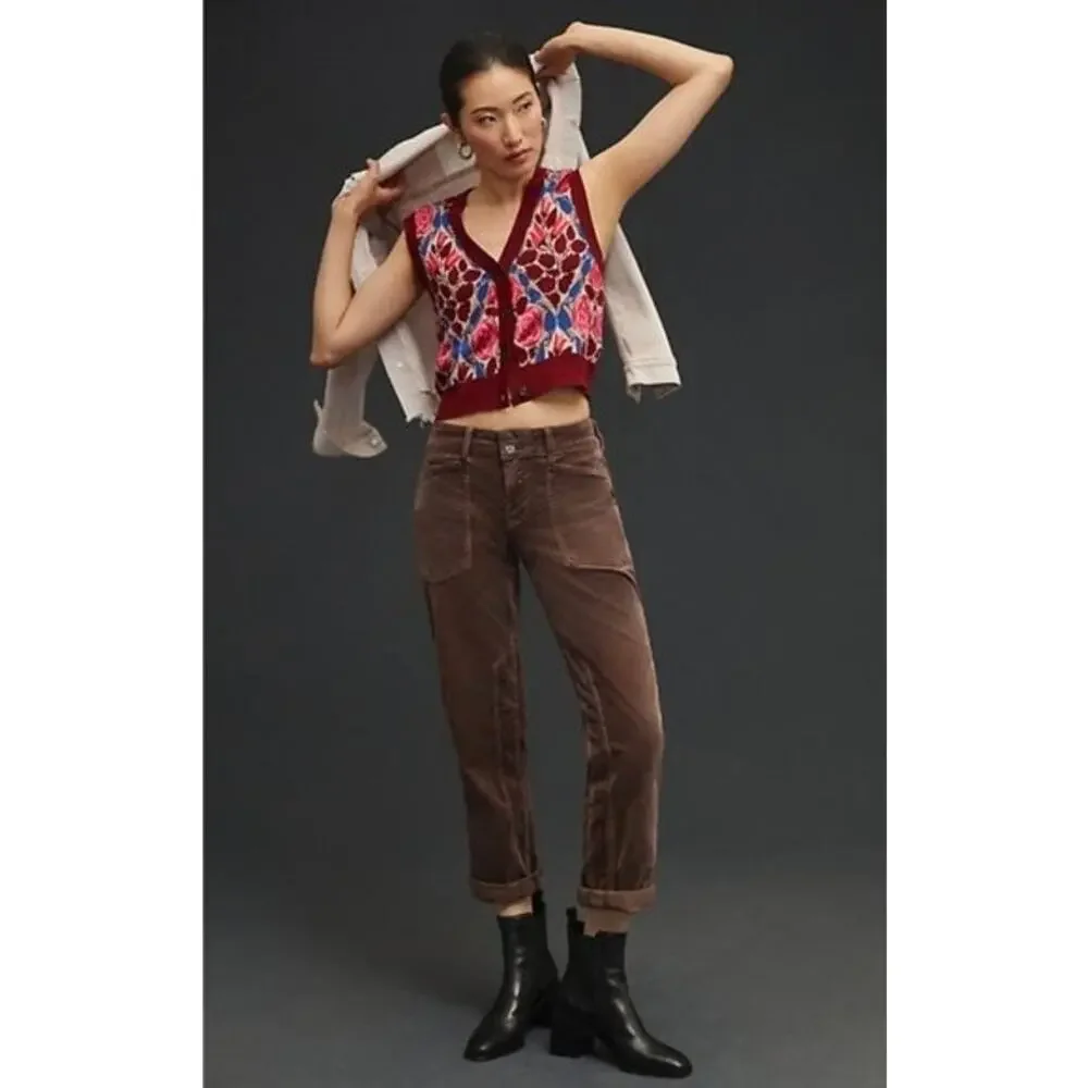 Pilcro Anthropologie The Wanderer Corduroy Cargo Pants Brown Womens Size 29
